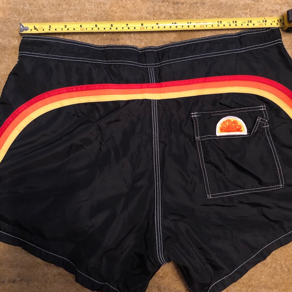 Vintage Sundek Black Low-rise Boardshorts